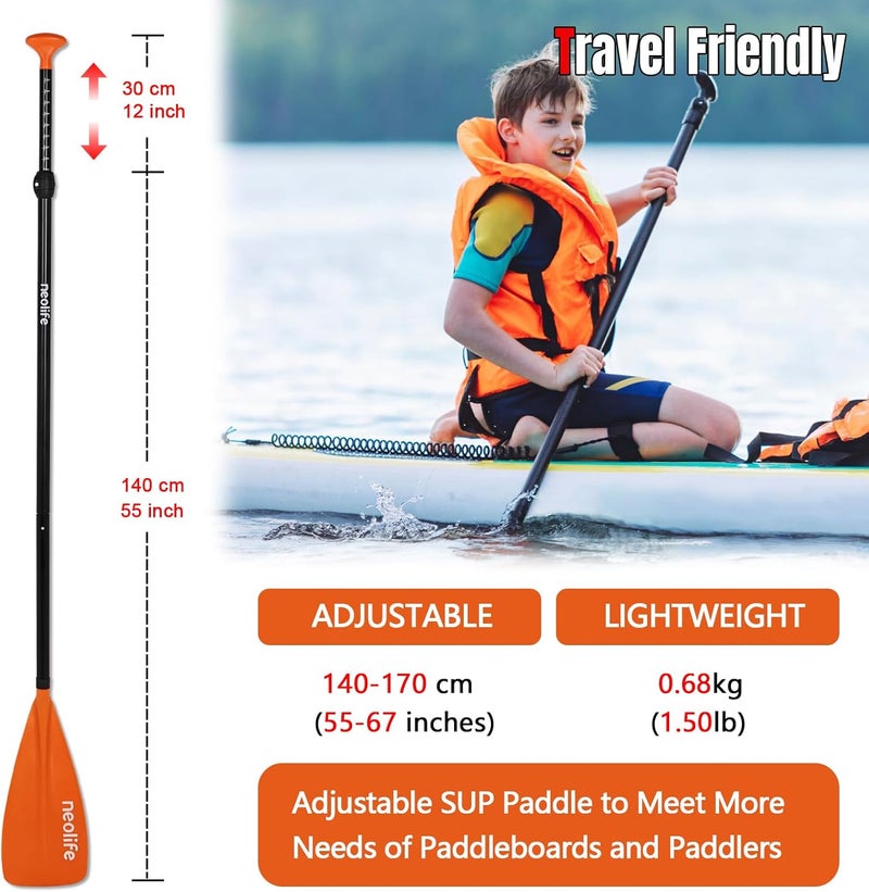 WONITAGO SUP Paddles for Kid with Aluminum Shaft and PP Blade, Floating Stand Up Paddle Board Paddle for Youth and Junior, Adjustable 140-170 cm/55-67 Inches - Image 5